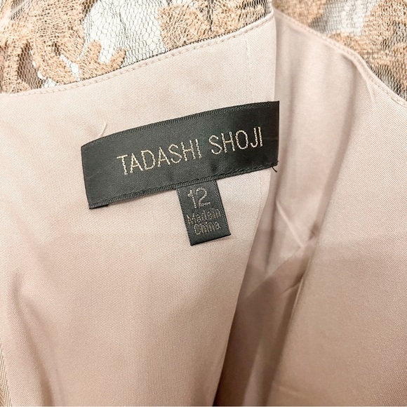 Tadashi Shoji black gold illusion sequins gown size 12 - Picture 11 of 14